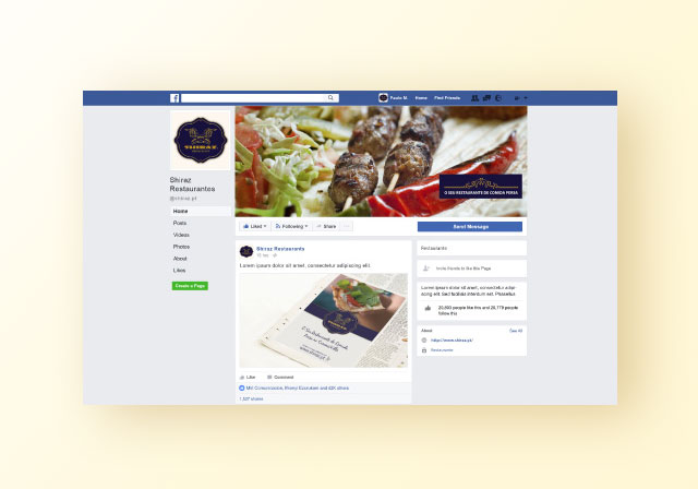 redes sociais facebook shiraz Restaurant